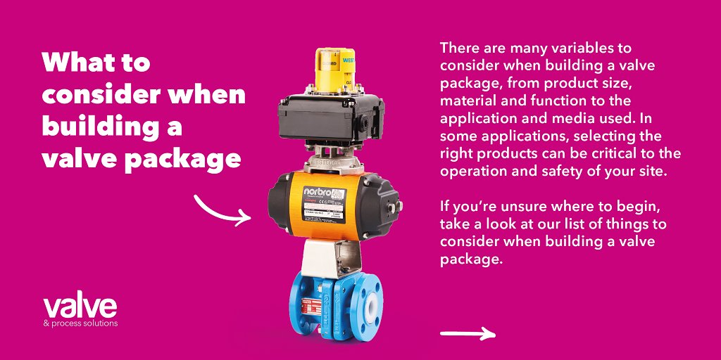 ValvePS's tweet photo. There are many variables to consider when building a #ValvePackage. If you are unsure where to begin, we've listed some key points to consider when choosing a #Valve, #Actuator, #Solenoid and #Switchbox or #Positioner. Check them out ๐
#ValveAssembly #KeepingIndustryFlowing https://t.co/AEczZSR8uo