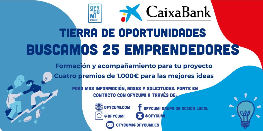 Si eres emprendedor/a, quieres formarte y optar a premio de 1000€, participa con nonsotros en el Programa #TierradeOportunidades de @caixabank Consulta las bases y descarga la solicitud de participación aquí: ofycumi.com/index.php/tier… #Teruel