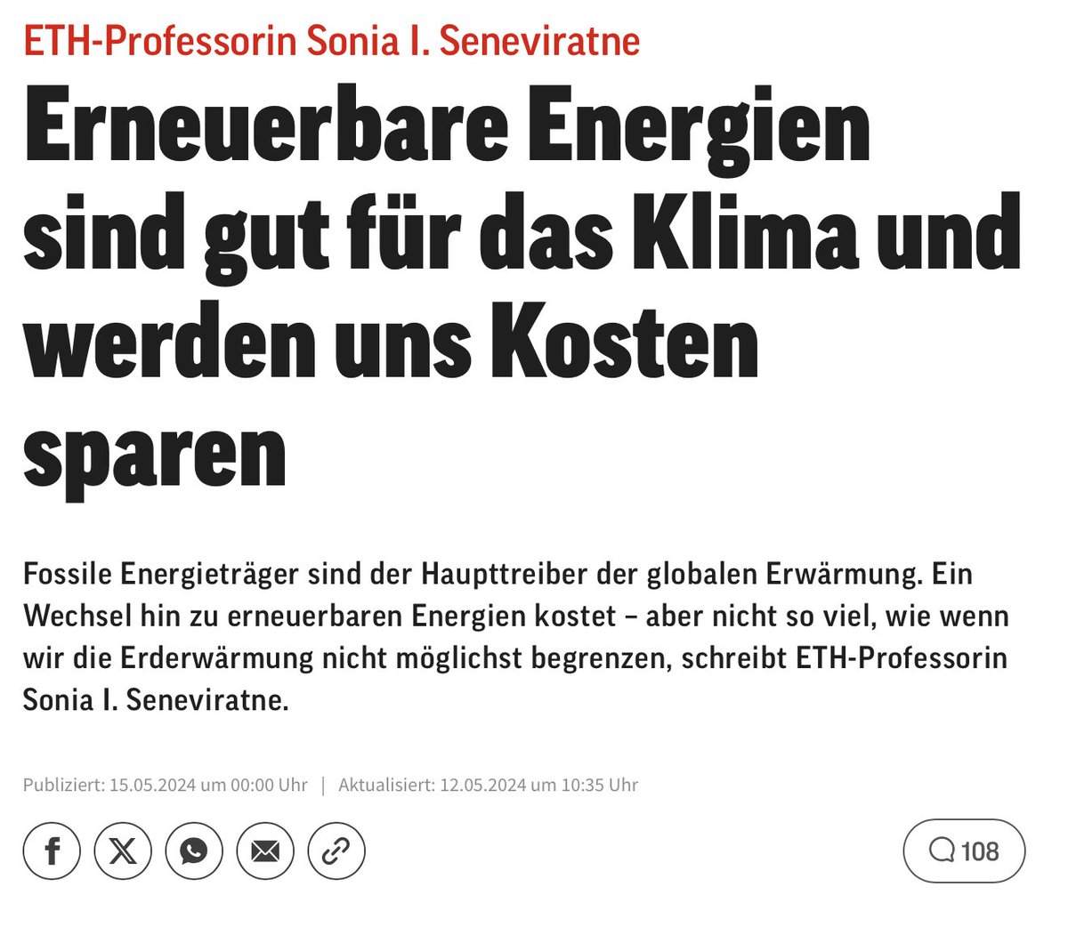 Meine neue Kolumne im <a href="/Sonntags_Blick/">SonntagsBlick</a>: 
"Erneuerbare Energien sind gut für das Klima und werden uns Kosten sparen" 
blick.ch/meinung/eth-pr…
s. auch <a href="/IPCC_CH/">IPCC</a> Synthesebericht: ipcc.ch/report/ar6/syr/