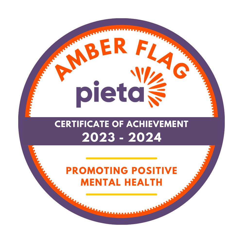 Well done to our amber flag committee who were awarded our second amber flag today for promoting mental health in MCC @Oide_SPHE @PietaHouse @mungretcc @mcc_guidance