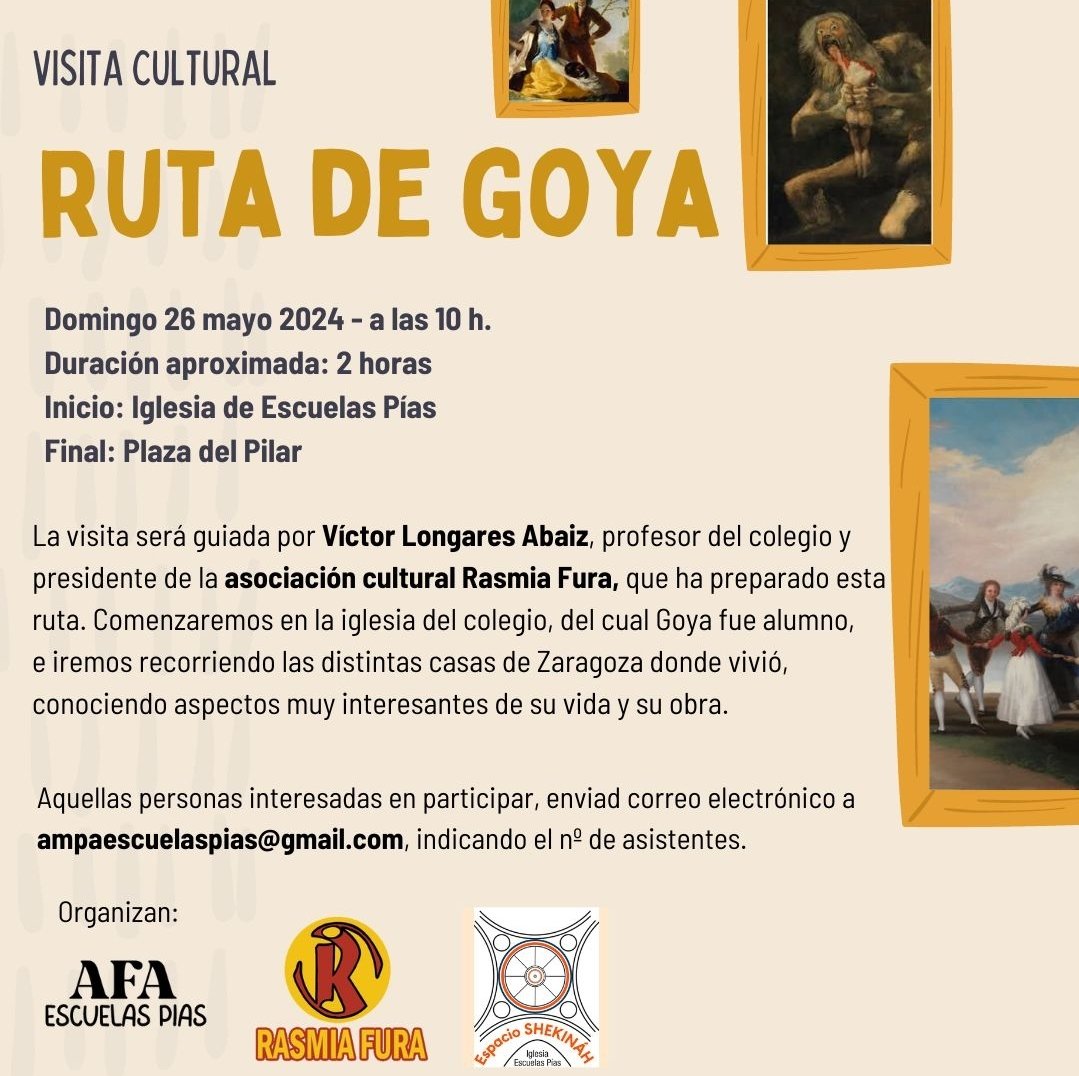 ¿Quieres saber en cuántas casas vivió Goya cuando estuvo en Zaragoza?

Acompáñanos el próximo domingo y lo descubrirás.
