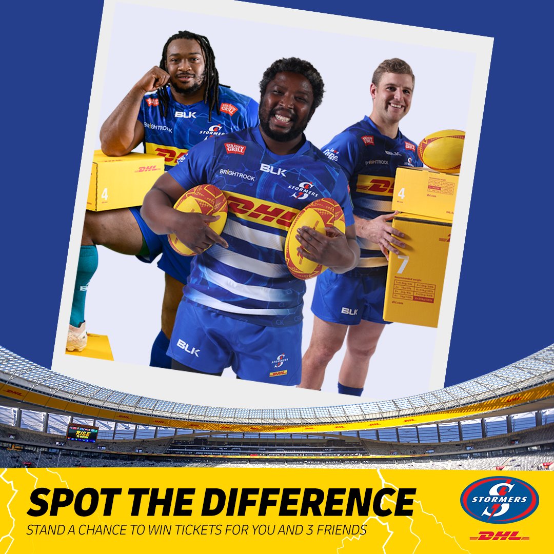 WIN 4 tickets to watch @THESTORMERS play against @LionsRugbyCo at DHL Stadium on Saturday, 1 June!

🏉 Spot all 5 differences between these images and tell us in the comments to enter the lucky draw.

#SpotTheDifference #DHLDelivers #IAmAStormer #URC