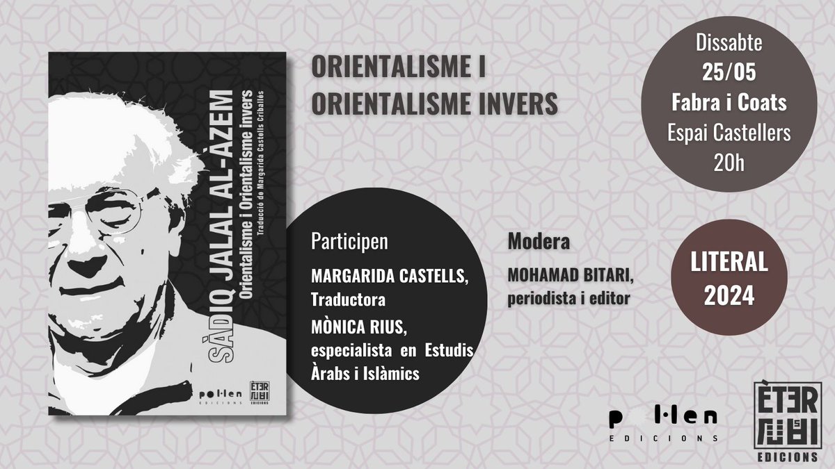 <a href="/pol_lenedicions/">pol·len edicions</a> <a href="/monica_rius/">Mònica Rius Piniés</a> <a href="/bitari_m/">M.Bitari</a> 🎉Comptarem amb la presència de Margarida Castells, traductora, i <a href="/monica_rius/">Mònica Rius Piniés</a>, especialista en Estudis Àrabs i Islàmics. Moderarà en <a href="/bitari_m/">M.Bitari</a> , poeta i editor. 🎉
Us hi esperem! ❤️❤️❤️
#pensamentcrític #literalbcn2024 #sàdiqjalalalàzem #historicalmaterialism #antiimperialism