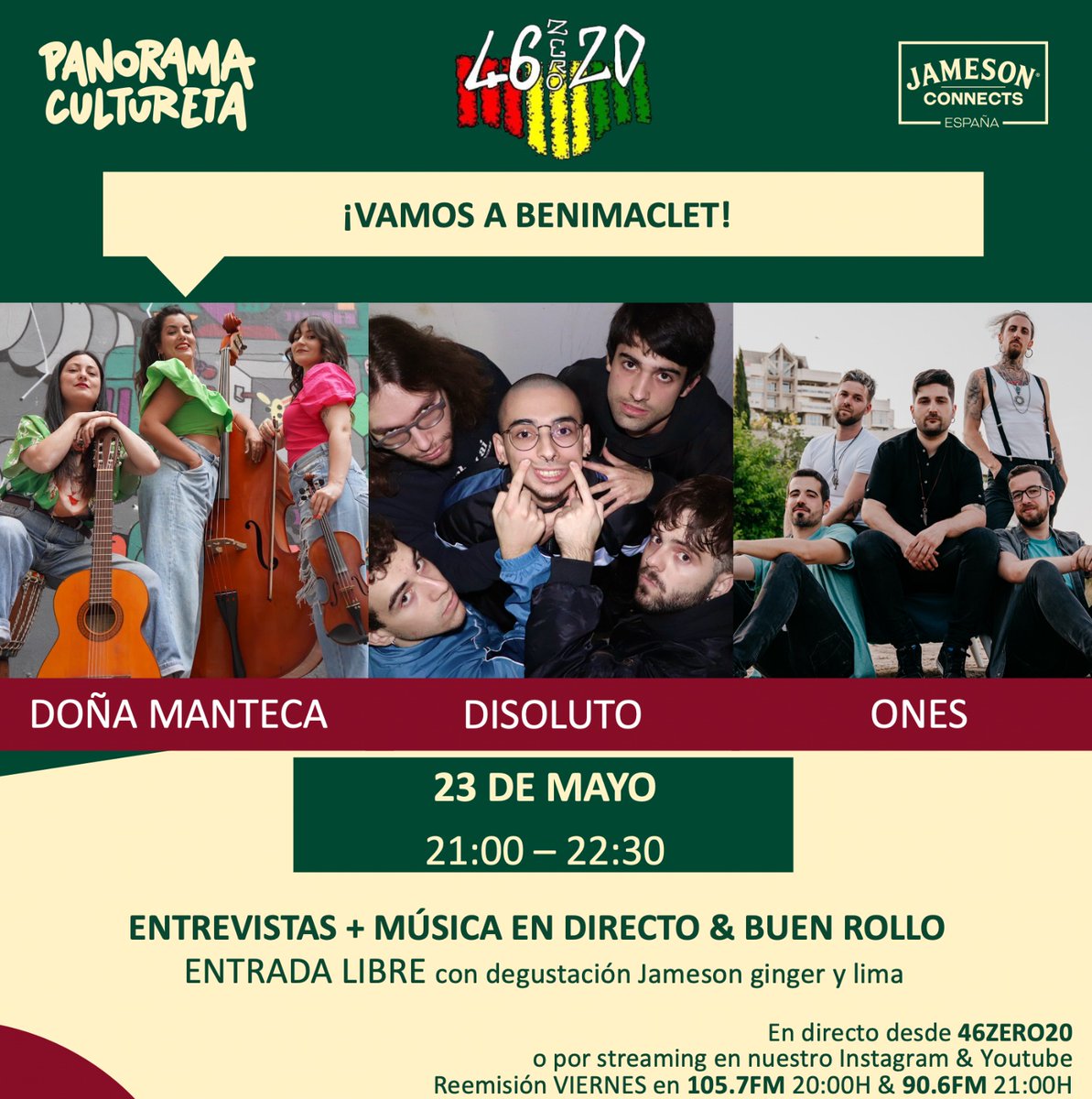 Este dijous a partir de les 21:00 estarem al 46zero20 de Benimaclet amb la gent de @PCultureta Entrevista, música en directe i bon rotllo per a tot el món! Se'n veniu??