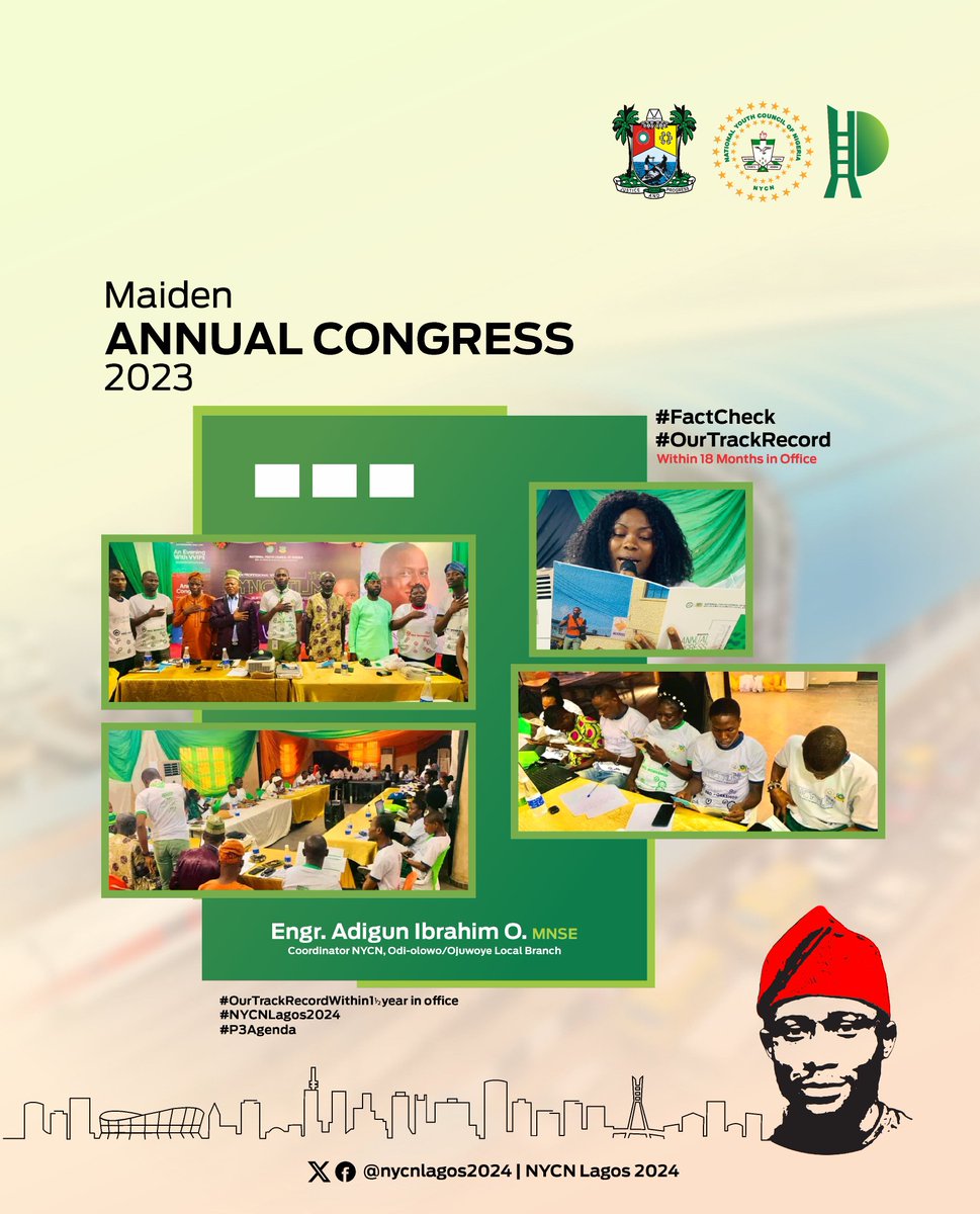 NYCNLagos001's tweet photo. OUR TRACK RECORD:  Annual Congress 2023

Under the qualitative leadership of Engr Adigun Ibrahim, NYCN Odi-Olowo/Ojuwoye blazed the trail by becoming the first local branch across Lagos State to successfully organise an annual congress as stated in the constitution. https://t.co/on3gB6N0Hq