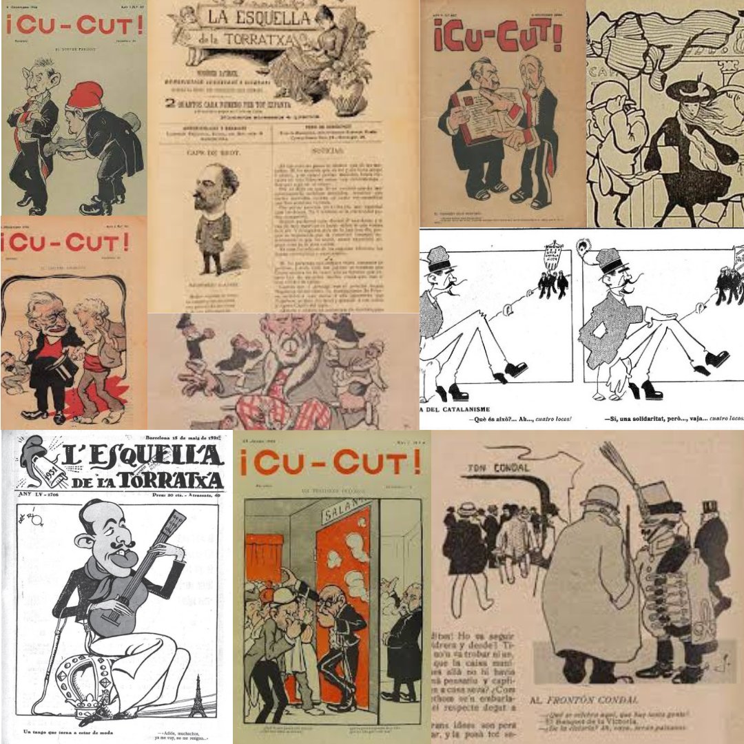 Dibuix original per a l'estampació textil d'un mostrari de la Sedera Española (MEP 5113).
De la mateixa època eren els setmanaris satírics com 'Cu-Cut!' o 'L'Esquella de la Torratxa' on cada artista es feia seva la manera de dibuixar cada personatge.