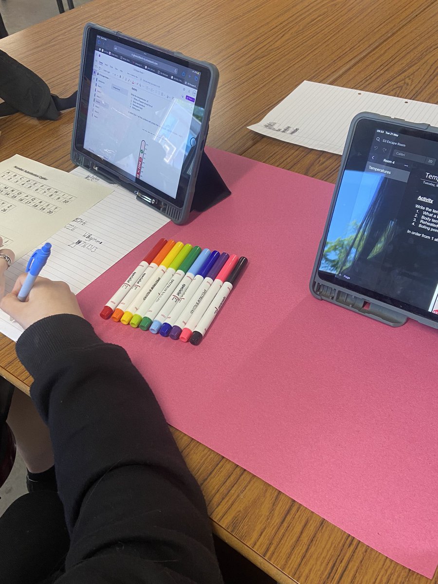 MissDuffHE's tweet photo. S3 working in pairs trying  crack the codes in order to escape from the virtual escape room. All done fab and managed to escape 👏👏  great revision work everyone 🏆🏆 @BannermanHigh @MrsStewart_BHS @BHSFoodTech https://t.co/z9exMmrtiv