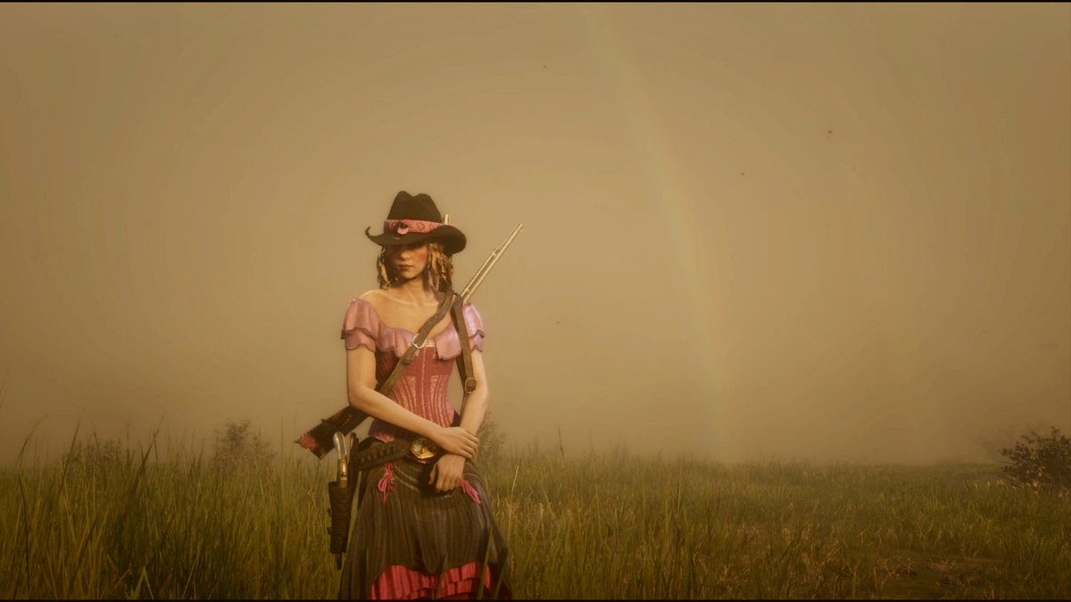 Candysseus's tweet photo. umm....here's this weeks runner up...📸.
Me & A Rainbow🍭🤠🌈
......because...💥CUTE🥰
#RedDeadPhotoMode
NO FILTER-ADVANCED CAMERA
#RedDeadPics
by #MissCandyLicious🍭
#RedDeadOnline #RockstarGames #PS4 https://t.co/D25ttw9ApT