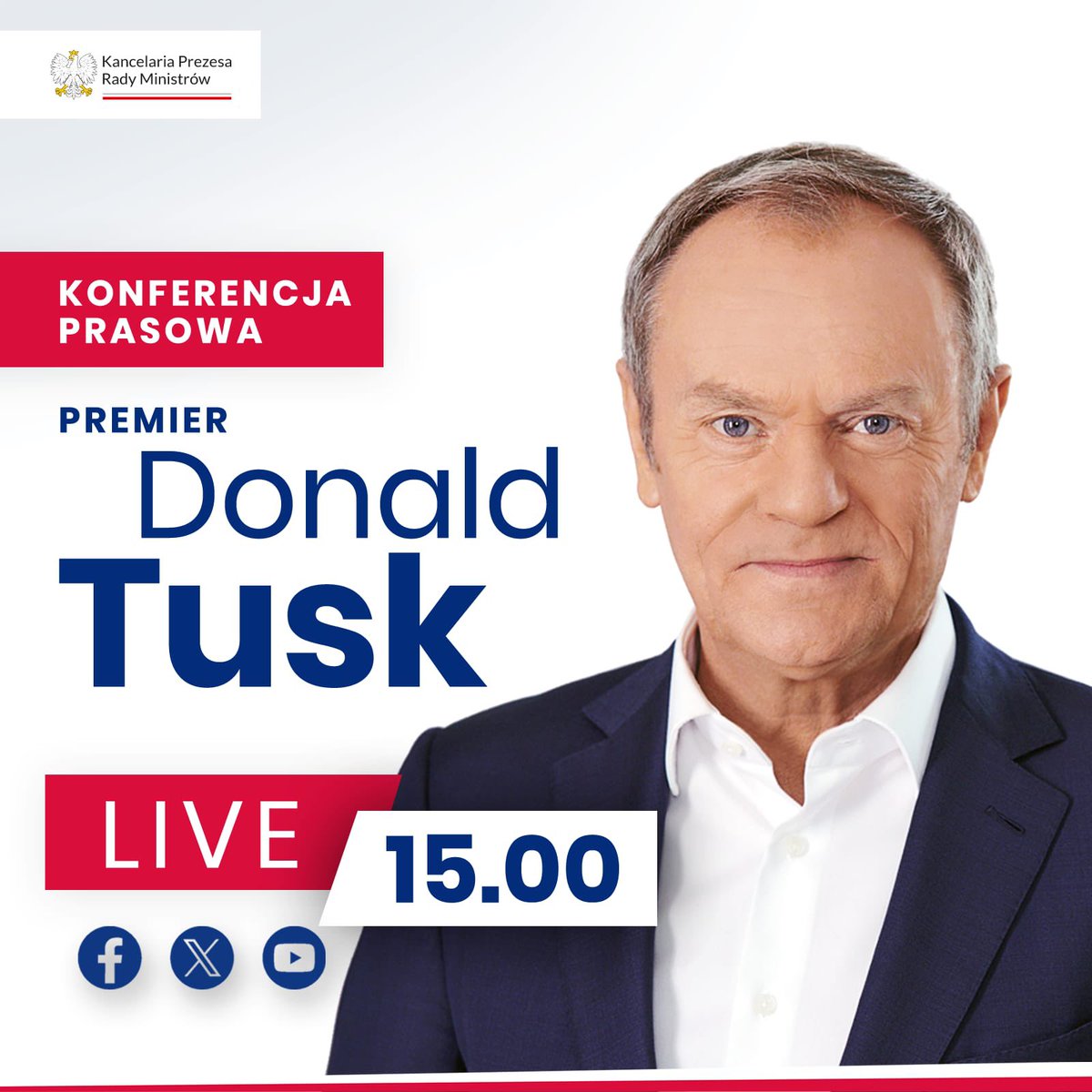 🎥 O 15.00 rozpocznie się konferencja prasowa premiera @donaldtusk. Bądźcie z nami! ⤵️