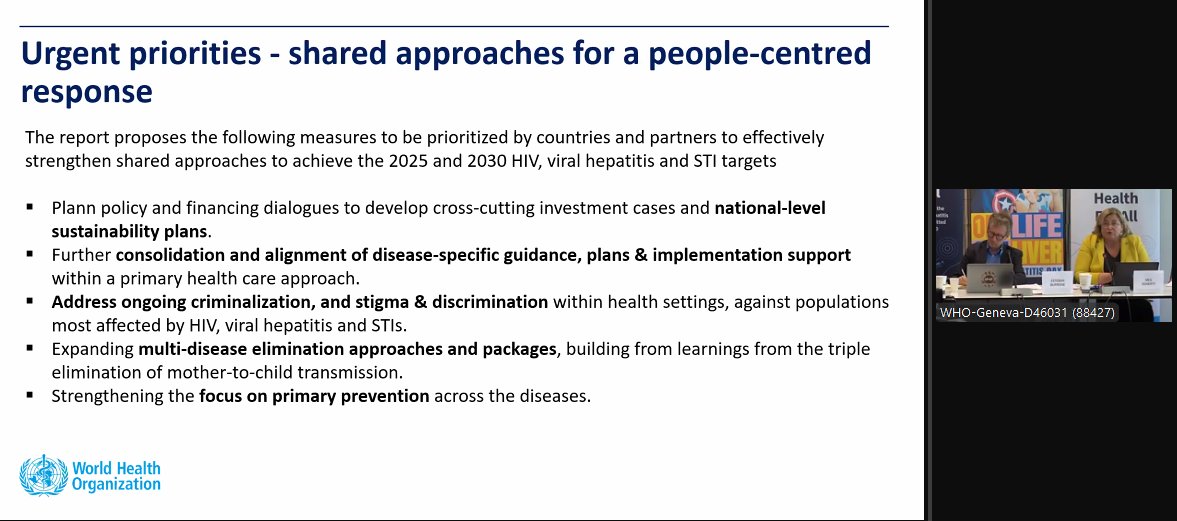 .@mdoherty_hiv shares (@WHO) 'Urgent priorities - shared approaches for a people-centred response' 'HIV, viral hepatitis and sexually transmitted infections: Progress and gaps' webinar: iasociety.zoom.us/webinar/regist…