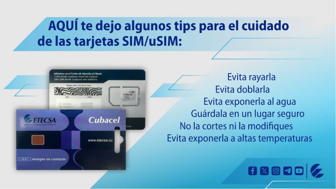 #ConsejosÚtiles para mantener tu tarjeta SIM/uSIM en buen estado.
Al extraerla guárdala en un lugar seguro donde no se pueda perder o dañar accidentalmente.
Cerciórate de guardarla en un sitio donde no se rayen los contactos metálicos que poseen, son sensibles.