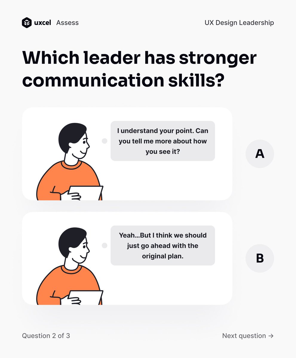uxcelapp's tweet image. Test your design skills. What’s your score? 👇 ⁣
•⁣
•⁣
Uxcel — Assess your design skills 🎯⁣

#webapplication  #webapps #webappdesign #webappdevelopment #webapplications #uiux #uiuxdesign #productdesigner #uxuidesigner #appdesigner #productdesign #appdesign #appdevelopment