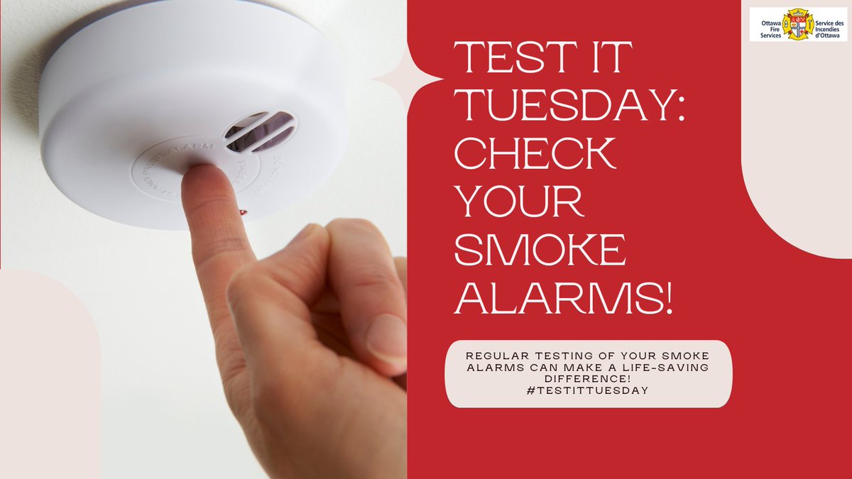 OttFirePrevent's tweet photo. 🚨 It’s #TestItTuesday! Don’t wait for a fire to find out your smoke alarm isn’t working. 🔥 Testing your alarms monthly could be the difference between safety and tragedy. Press the button, hear the beep, keep your peace of mind. #SmokeAlarmsSaveLives #FireSafet https://t.co/1bnKOjwv6k
