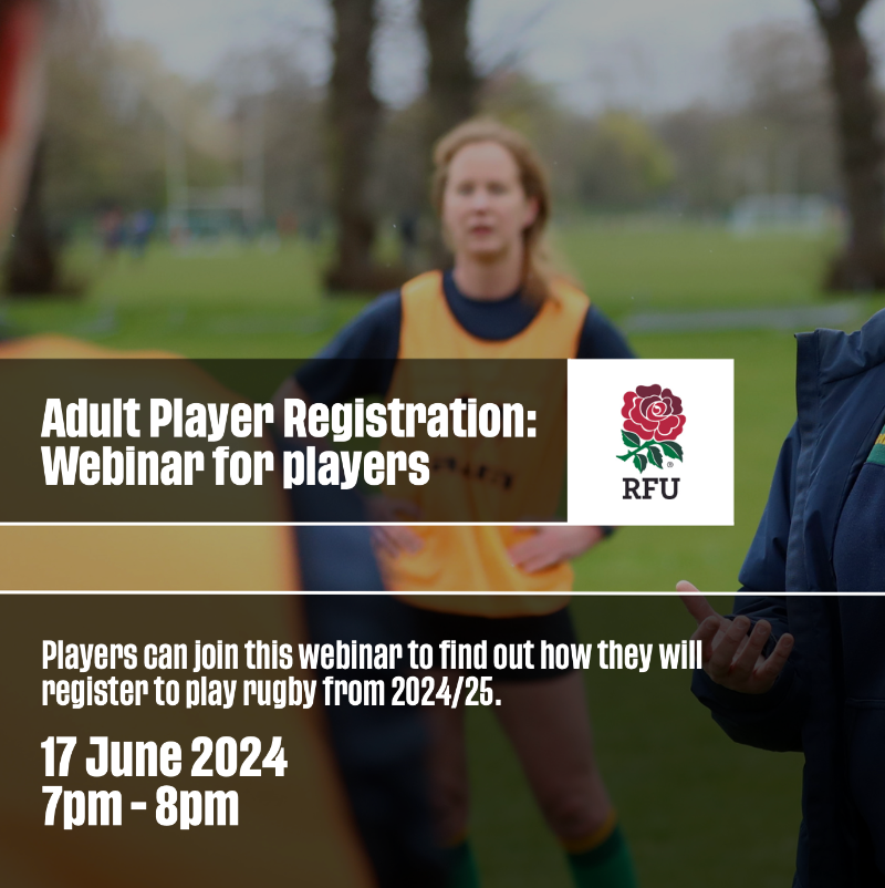 RFU's tweet photo. 📞 Calling all rugby players! 

Join the upcoming Adult Player Registration webinar to find out how to register to play rugby from 2024/25 🏉

You will learn more about the benefits of this for players and clubs, and get access to support

📅 17 June

Tap below to register ⬇️