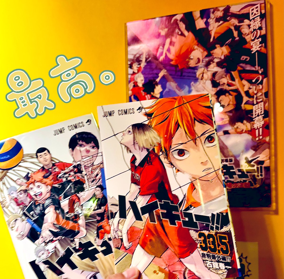 🏐🎬これで15回目 今度こそもう泣かない！ 『俺、日向翔陽❗️』←開始すぐ ぼろぼろぼろーっ（涙） やっぱダメだぁ... 第7弾の特典33.5巻のカバー 違いも入手できて大満足⭐︎