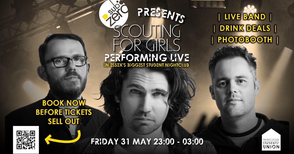 Scouting for Girls return to Colchester's biggest night club at our Colchester Campus on Friday 31 May 2024. Playing some of their biggest hits including She's So Lovely, streamed over 188 million times on Spotify, it's a night not to miss. Tickets: brnw.ch/21wJYZO