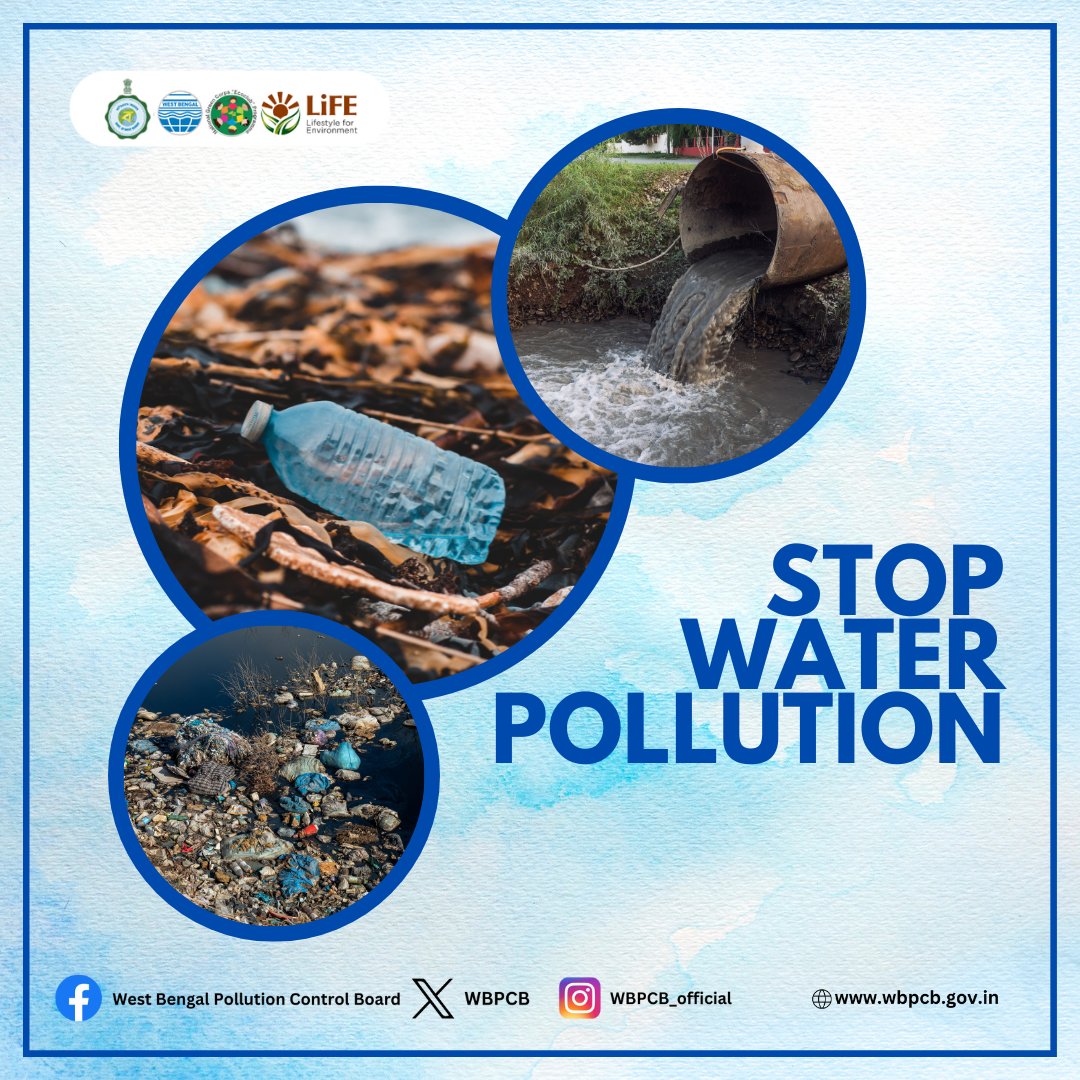 Let's stop water pollution and preserve our planet for future generations.

#CleanWater #wbpcb #StopPollution #EnvironmentalAwareness