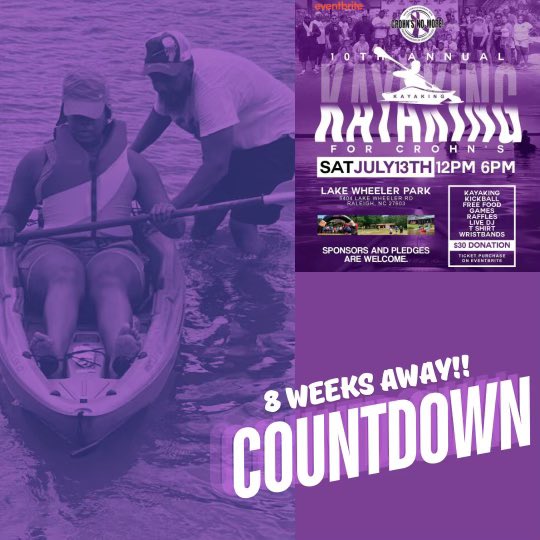 Sapranothegr8's tweet photo. Sat July 13th countdown 8 weeks until #kayaking4Crohns #Crohns #Colitis #IBD #influencer #Crohnsfit #Bpartofthesolution #awareness #event tell a friend @everyone @highlight
https://t.co/RBju1lvheJ https://t.co/oDMyXhdRm1