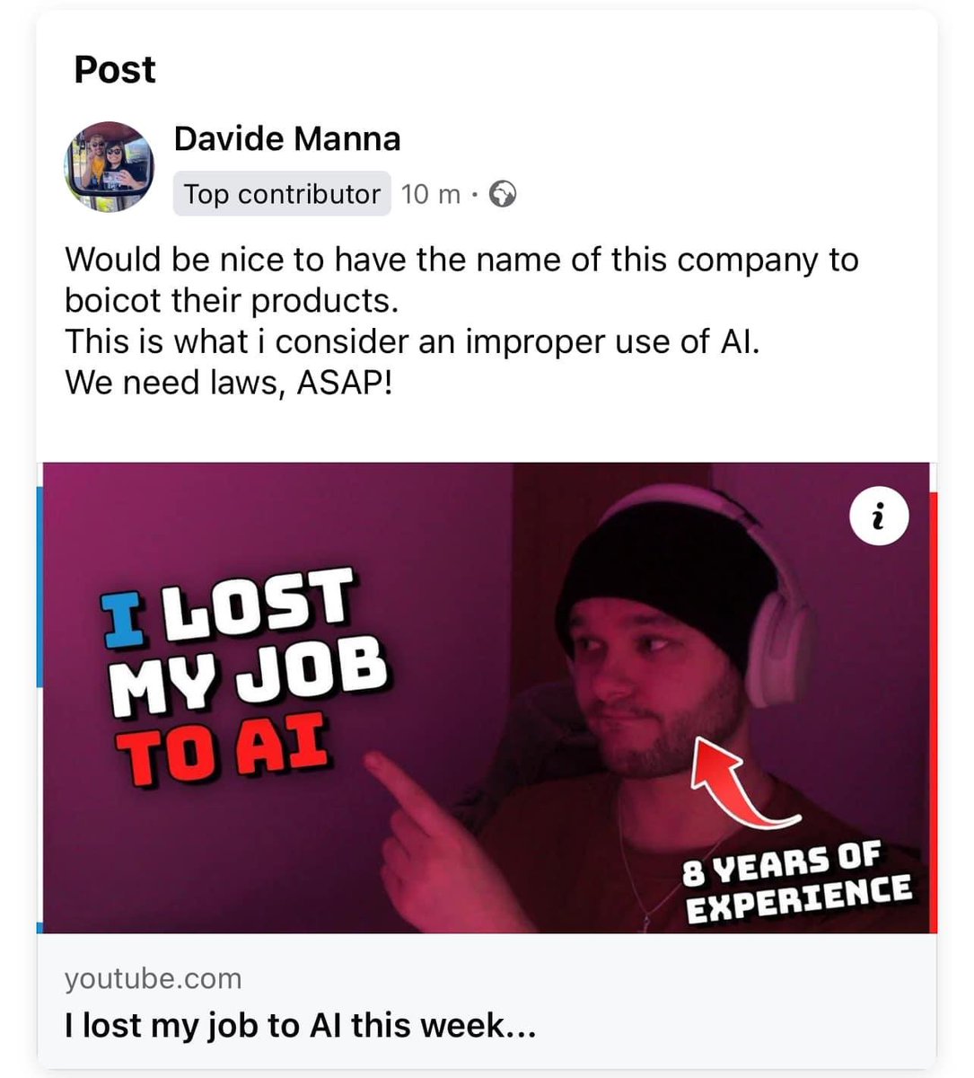 Icemanmodeler's tweet image. Another testimony of someone losing his job to AI!
He’s an Illustrator and Graphic designer!
Enforce the AI Laws now!!!
#NoAI #LegislateAI #CreateDontScrape #AIAct #AIAuthority #AI #AIPlagiarism #AIReplacement #StopAI