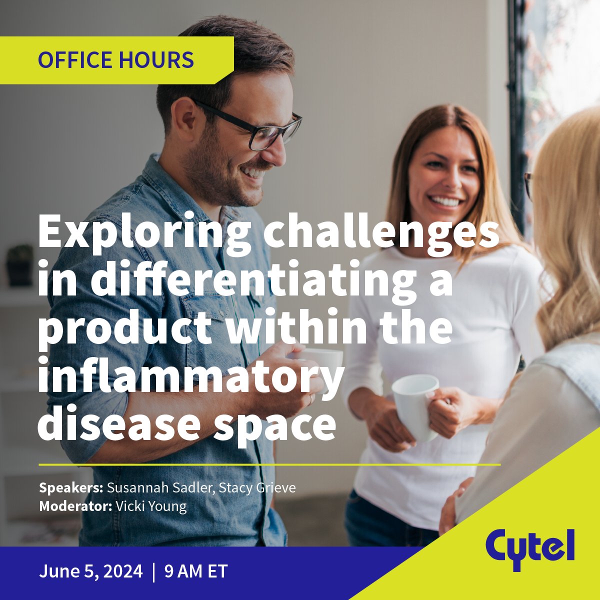 cytel's tweet photo. Have you experienced the unique challenges faced with getting an inflammatory disease treatment to market? We’re excited to invite you to our upcoming Office Hours!

Register here: https://t.co/8I0NuAW5xz

#InflammatoryDiseases #RWA #HEOR #HTA https://t.co/Jz5wqmjNFW