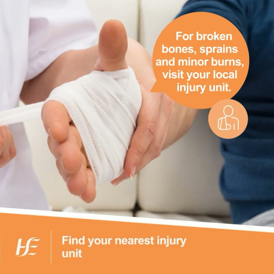 Injury units treat recent injuries that are not life-threatening, including: ➡️ broken bones, sprains and strains ➡️ minor facial injuries ➡️ minor scalds and burns ➡️ wounds, bites, cuts and grazes 📍 Find your nearest unit here: bit.ly/3PMSxRU