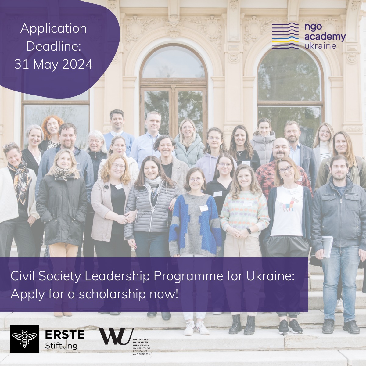 🔍Open Call for Applications: Scholarships for the Civil Society Leadership Programme for 🇺🇦. Special 10-day programme takes place in 🇦🇹 from October 14-23, 2024 and is designed to enhance management skills, leadership abilities and professional net. ℹ️ ngoacademy.net/leadership-pro…