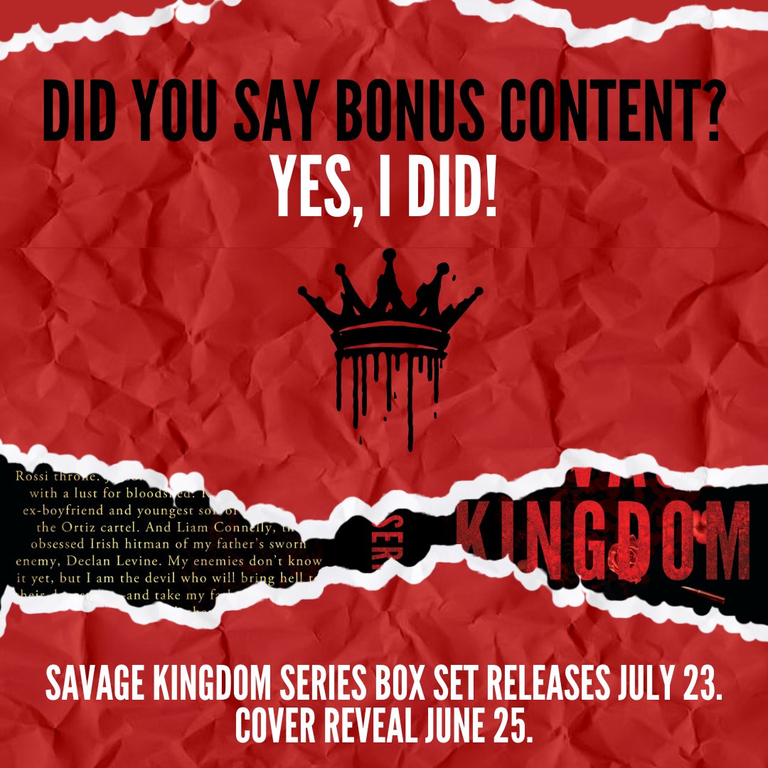 Did you say BONUS CONTENT? Yes! Yes, I did. Preorder books2read.com/SavageKingdomB… #romancebooks #books #RomanceReaders #TBR #BooksWorthReading #booklover #BookTwitter #DarkRomance #enemiestolovers #reader #mustread #booktwt #Reading #steamyromance #KindleUnlimited #BookRecommendations