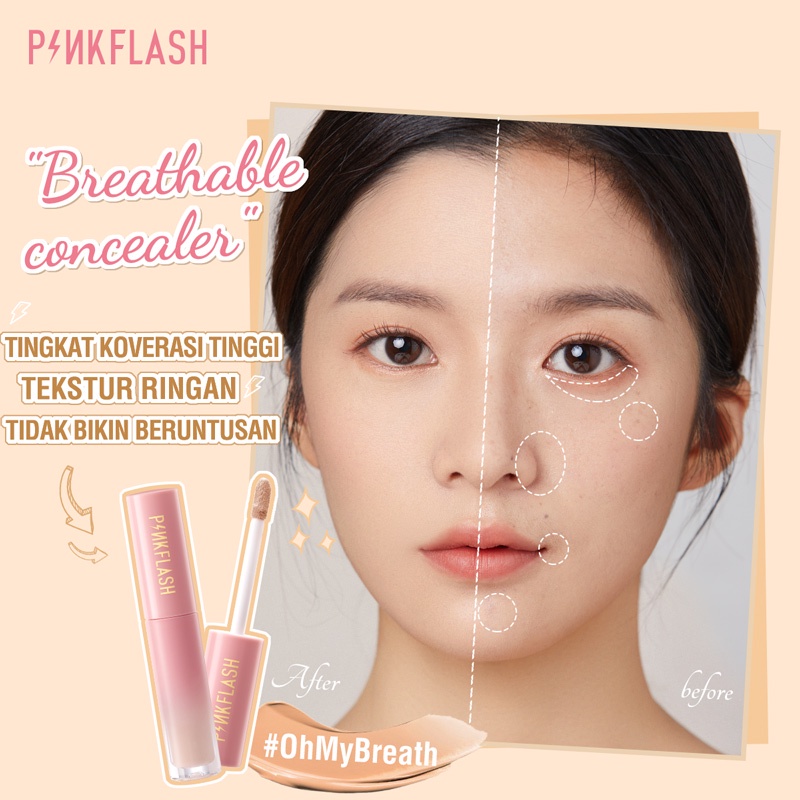 ✨ PINKFLASH Liquid Concealer Full Coverage Tahan Air Tahan Lama #OhMyBreath Color Corrector Face Makeup✨ Checkout Sekarang 👇 shope.ee/6APFV2ESIe