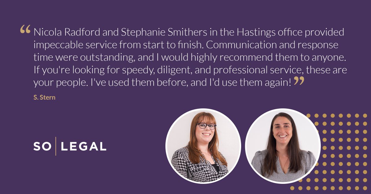 Are you in need of exceptional conveyancing services in the Hastings area? Your search ends here! Nicola and Stephanie consistently deliver outstanding client service.

solegal.co.uk/services/conve…

#testimonialtuesday #hastings #lawfirm #conveyancing #clienttestimonial