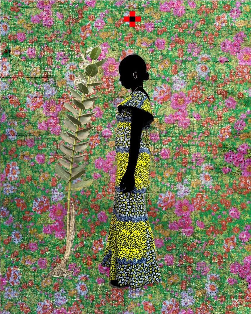 Saidou Dicko (Burkina Faso 🇧🇫, born 1976) Pink Garden, 2023 Hand painted (ink) on photography Private collection 🙏🏼🌍🕊️ 📷 Maryellen Brown | Masters of Modern and Contemporary Art