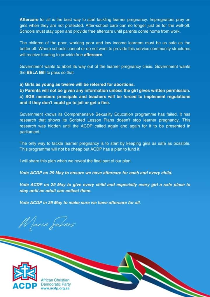 hannelene28's tweet photo. It's time to change our education system for both children and teachers. The ANC has failed dismally. Let's give the ACDP a chance?
#voteACDP https://t.co/16hr34A7Iw
