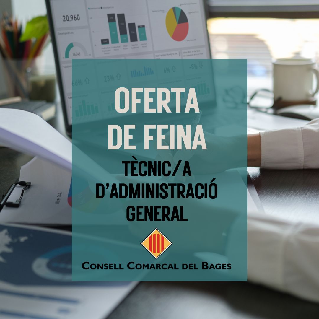 🔴 Oferta de #feina de funcionari/ària de carrera.

👥 Per cobrir una plaça definitiva de tècnic/a d’administració general al #ConsellComarcaldelBages