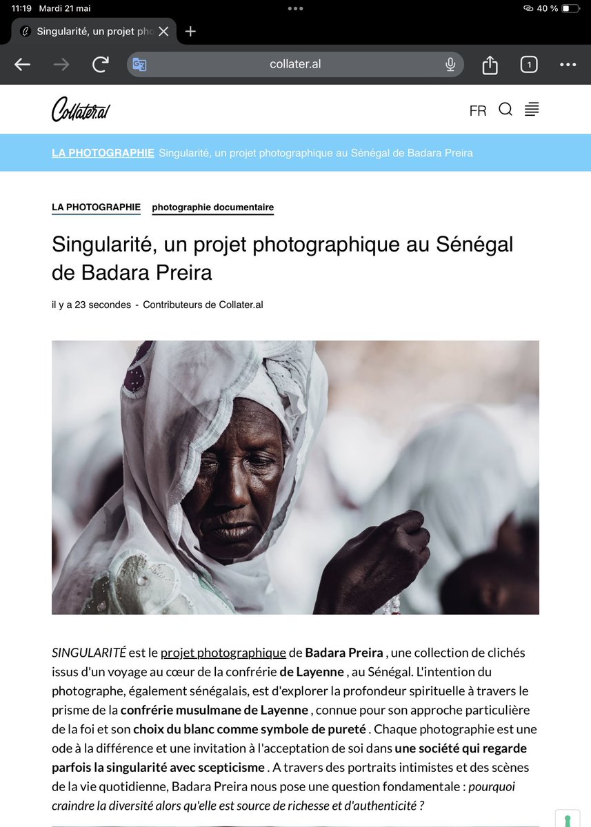 bdrpreira's tweet photo. Un article sur ma série photo SINGULARITÉ par le magazine italien https://t.co/4WSruerLwi 

Lien: https://t.co/Iy5UEP8QoZ
#art #photographie #senegal https://t.co/J0YVsejobB