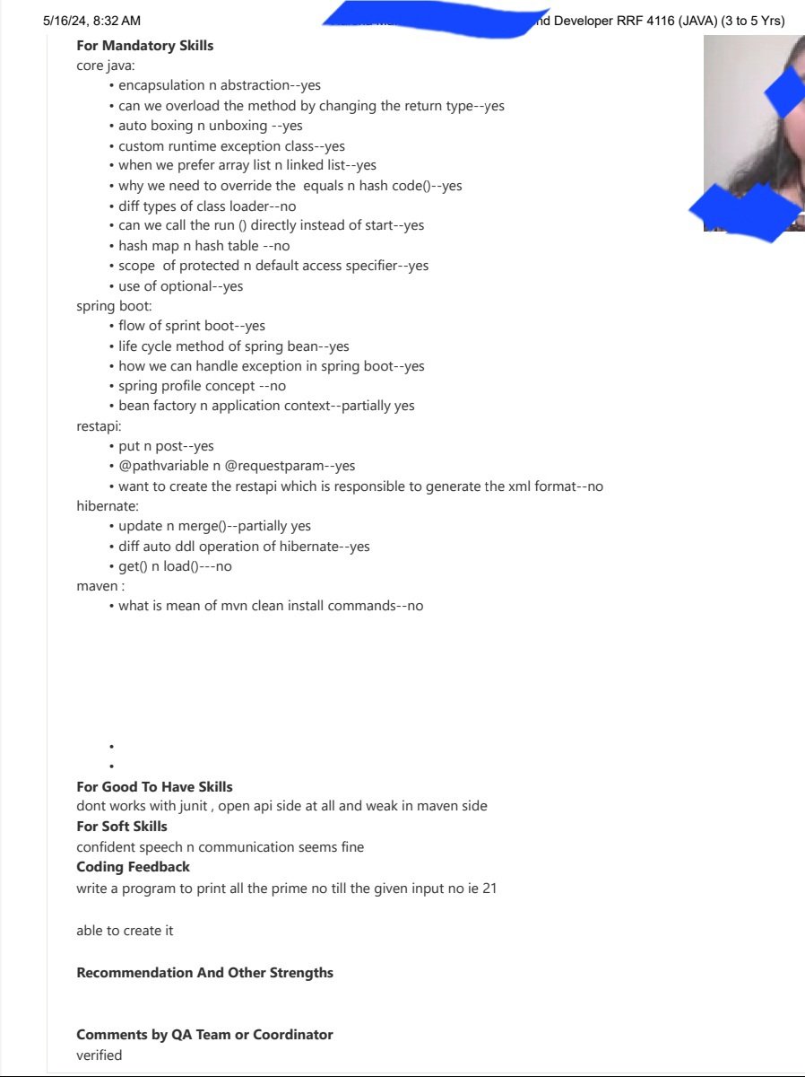 SumitM_X's tweet image. Junior Java with Spring + REST + Hibernate candidate Interview Report.
EXPERIENCE 3 YEARS .
SELECTED.
DON'T JUST BOOKMARK , PLEASE RETWEET AS WELL SO THAT IT HELPS AS MANY AS POSSIBLE.🙏