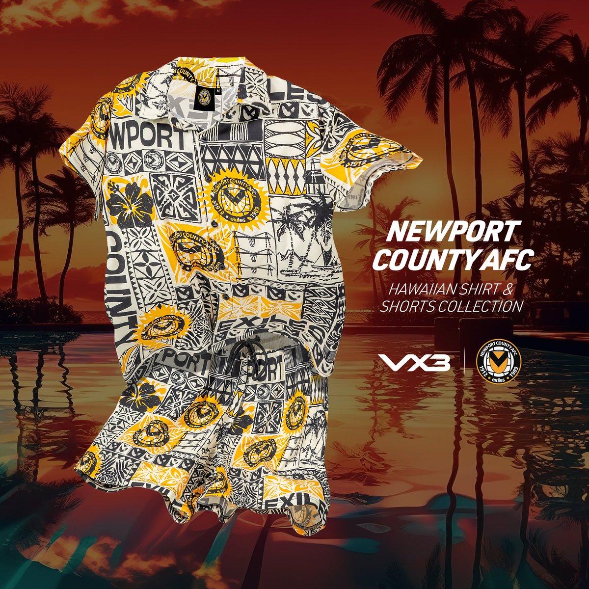 🌅 Introducing the new Hawaiian Shirt & Shorts Collection! View our latest stock online now. Prices start from £24. 👉 shorturl.at/qn4BS #NCAFC | @VX3apparel