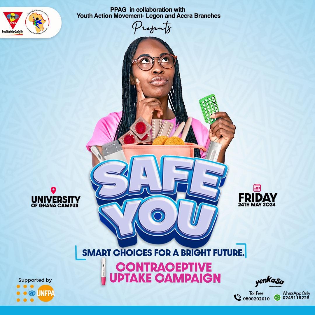 YAMghana's tweet photo. University of Ghana legon campus will   not be left out in our #SafeYou campaign. Join @YAMghana Accra and Legon branches as they embark on this educational journey of contraceptives empowerment. 

See flyer for details 
@YAMghana - Join the Action, Protect the Future ‼️ https://t.co/a8UdFRfCIF
