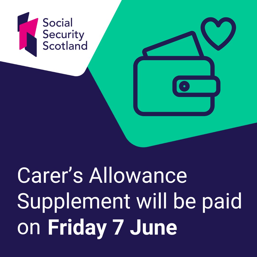 Carer’s Allowance Supplement will be paid on Friday 7 June. The £288.60 payment will be made automatically to people who were getting Carer Support Payment or Carer’s Allowance on 8 April 2024. Find out more at bit.ly/CarersAllowanc…
