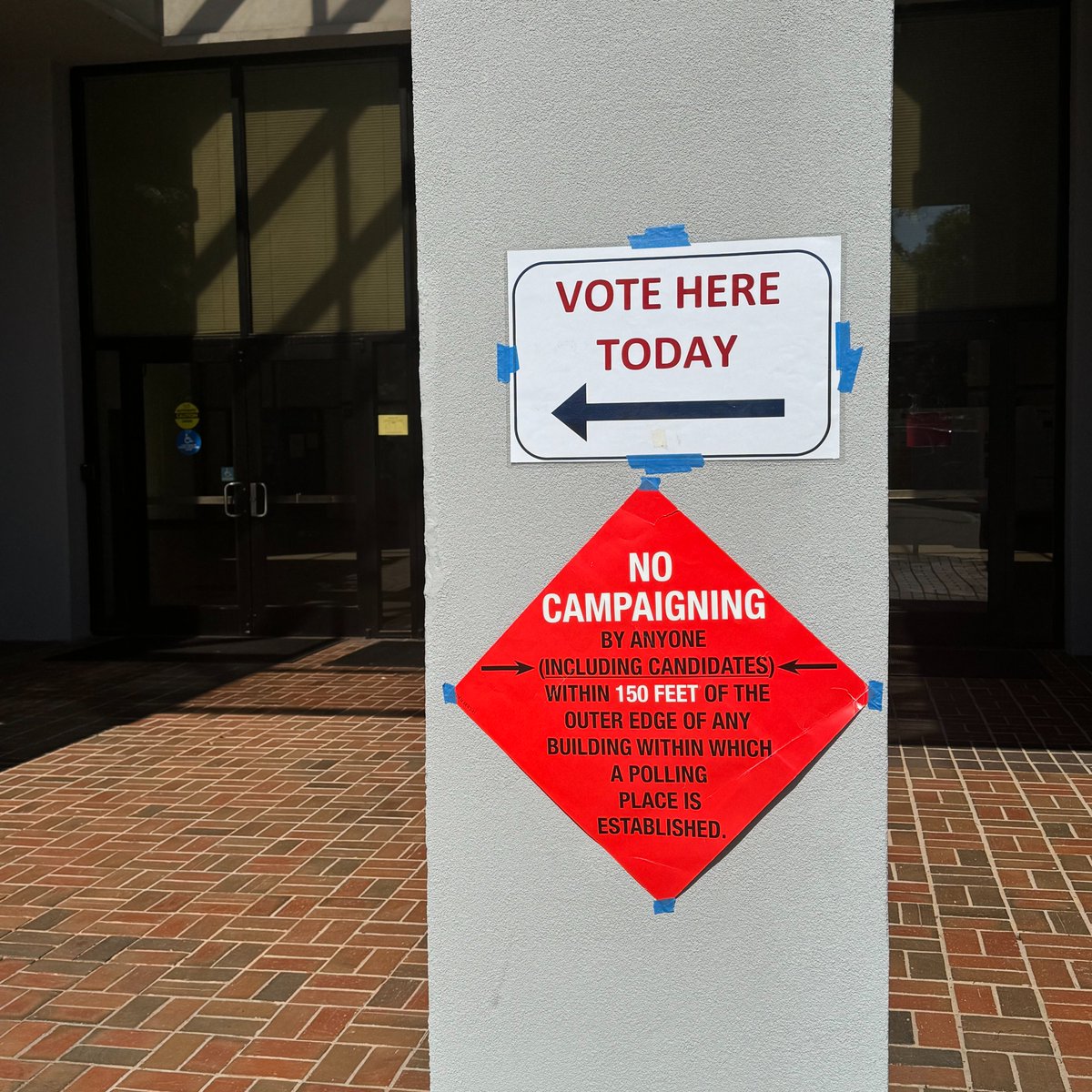 Georgia: Are you headed to the polls today? 🗳️ Make sure to bring your ID and look for signs like this so you know where to go. Every polling location must be accessible & ADA-compliant! If you witness or encounter any issues yourself, call 866-OUR-VOTE!