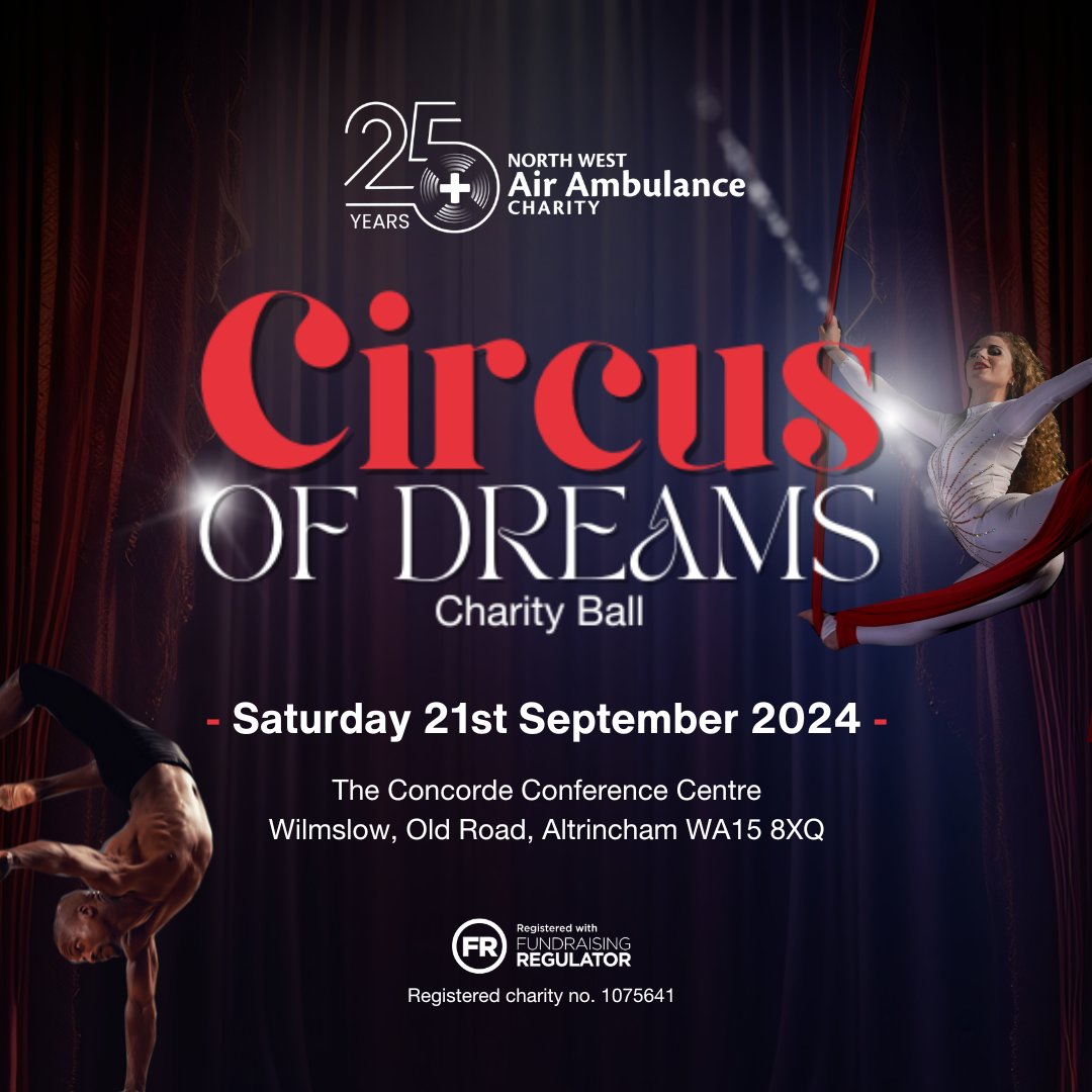 In celebration of their 25th Birthday, <a href="/NWAirAmbulance/">North West Air Ambulance Charity</a> is hosting its 'Circus of Dreams' Charity Ball this September. 🤩💃

This is set to be a night to remember - be sure to secure your tickets now! 👉 nwairambulance.org.uk/events/25th-bi…