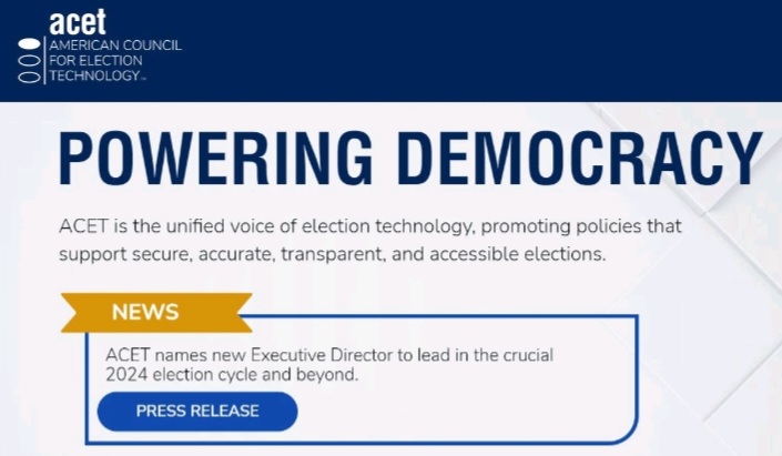 ACET_Tech's tweet image. The American Council for Election Technology (@ACET_Tech) has 
announced that Sara Cutter, Esq., will serve as the trade association’s new Executive Director. Sara is a political law attorney with Vantage Legal. 

Read more about Sara and ACET here: techforelections.vote/_files/ugd/b2e…