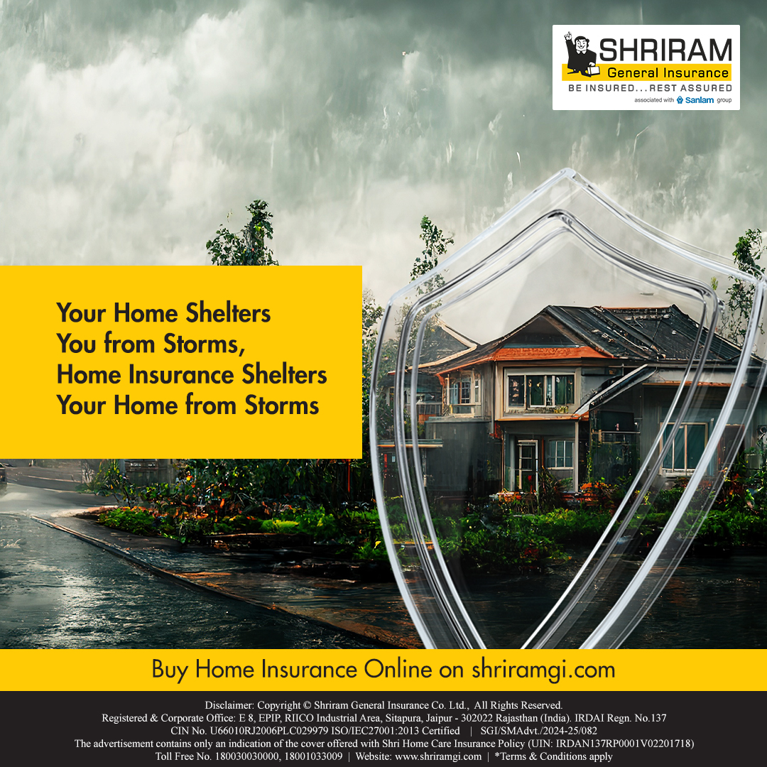 Your Home shelters you from storms. Home Insurance shelters your Home from storms. 🏠❤️🛡️Get insured today at shriramgi.com/home-insurance

#HomeInsurance #StayProtected #PeaceOfMind #ShriramGI #SGI #HomeInsurancePolicy #InsurancePolicy #InsurancePremium