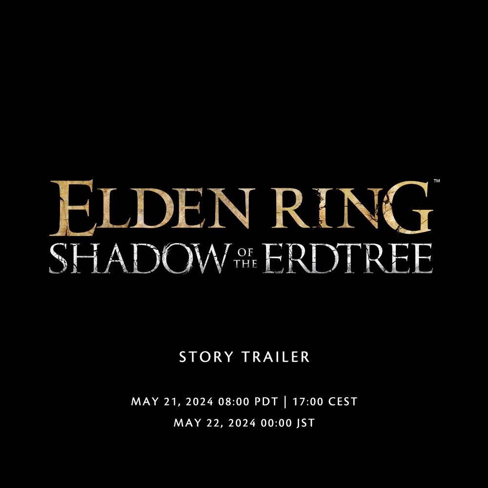 The next #ELDENRING Shadow of the Erdtree trailer will be revealed in 3 hours. Join us at 15:00 UTC for the world premiere of the Shadow of the Erdtree Story Trailer. youtu.be/6uT8wGtB3yQ