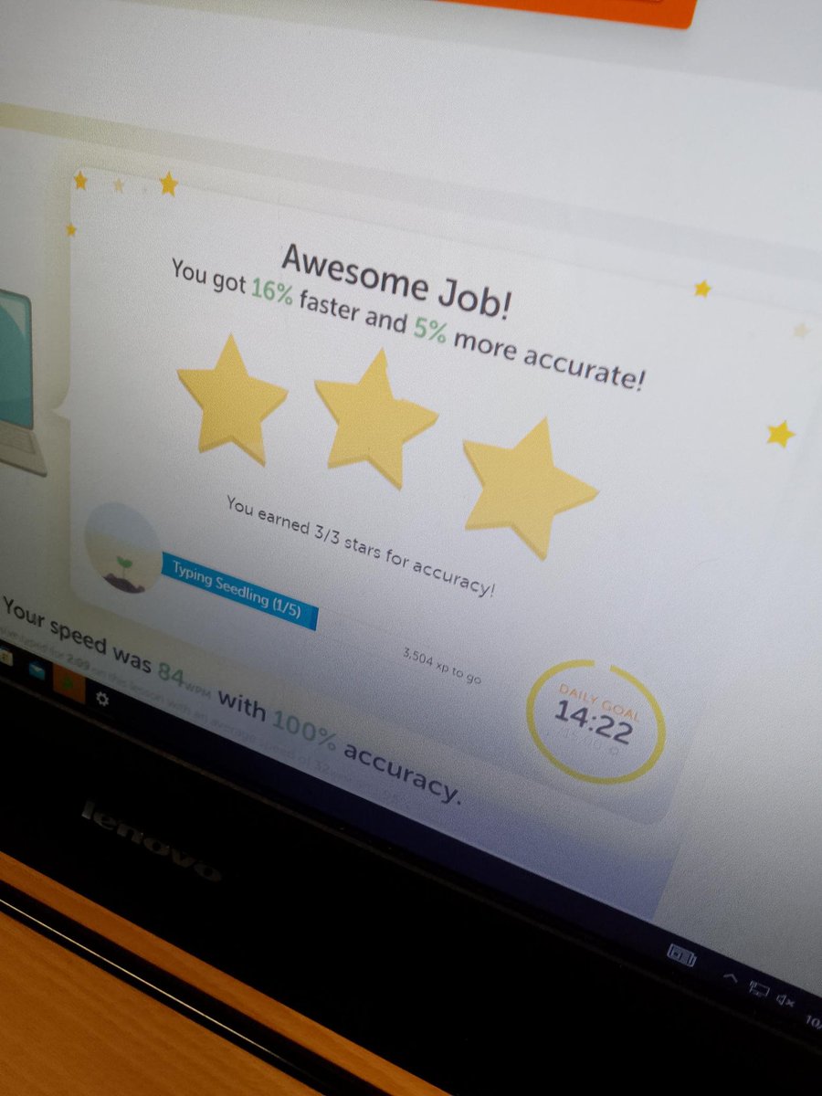 A great effort by Sam in their touch typing practice - well done!