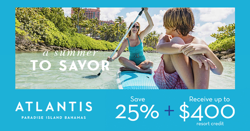 Save 25% off your stay at Atlantis, as well as a $400 resort credit! 🌞💦 
Details: best-online-travel-deals.com/best-vacation-… 
#bahamas #traveldeals #familytravel