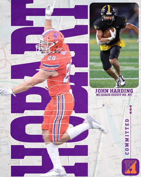 Welcome to the Hobart Football Family! 

🖋 John Harding   
🎓 McQuaid Jesuit High School  
🌎 New York 
🏆 2 Sport Captain, All-State, All-Greater Rochester, All-League  

#TheHobartWay #HigherStandard