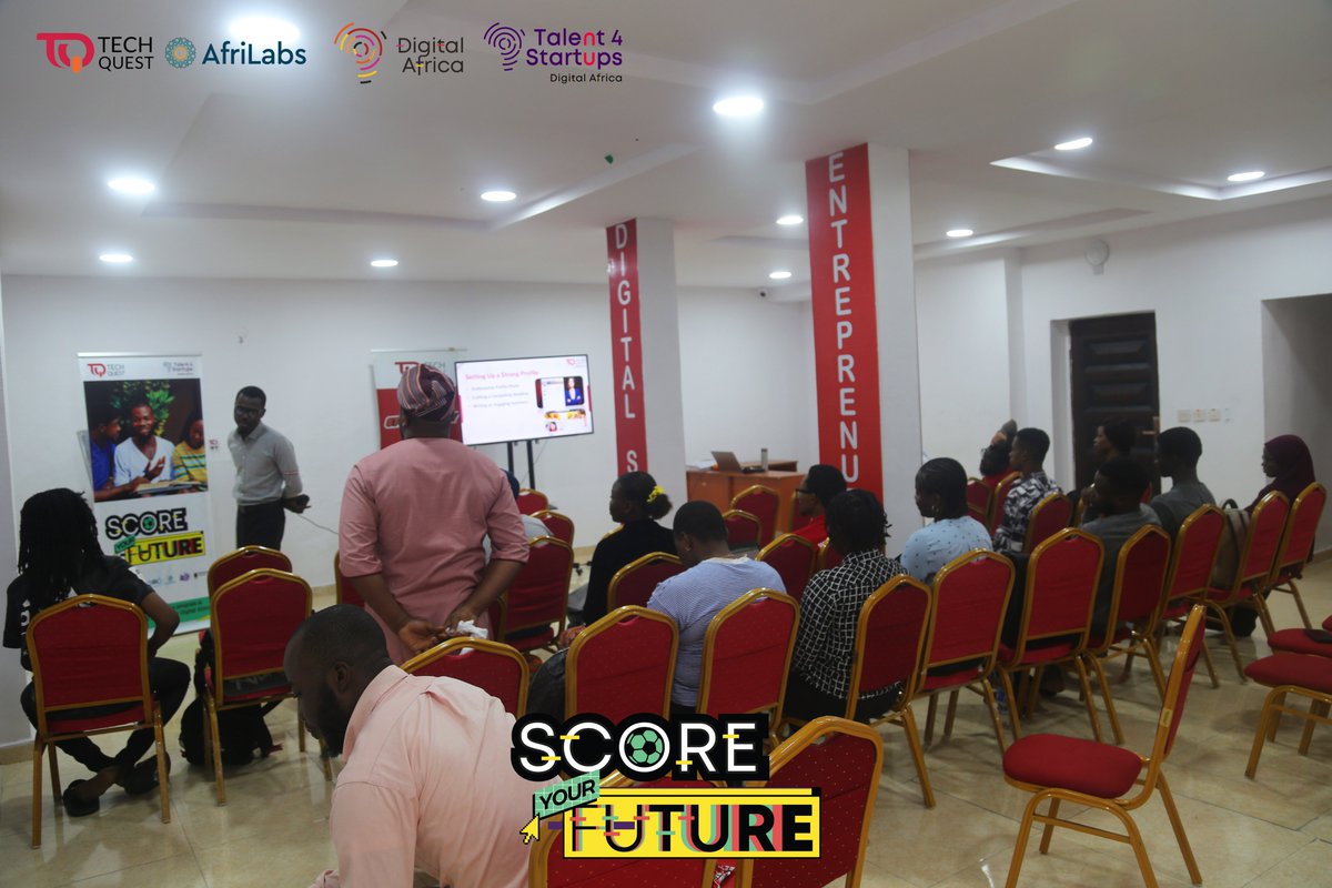 techquestcamp's tweet photo. The #talent4startup 'Score Your Future' program rolled into its next phase this week with immersive soft skills training sessions here at TechQuest STEM Academy.
#Talent4Startup #ScoreYourFuture #TechEducation #DigitalAfrica #AfriLabs #TechquestSTEMAcademy https://t.co/ZId771G9Fs