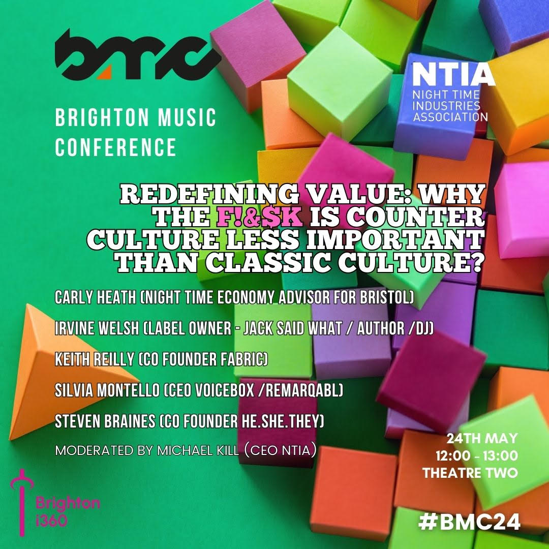Looking forward to this one! This Friday at Midday in Theatre 2 at Brighton Music Conference.. We start the debate! <a href="/IrvineWelsh/">Irvine Welsh</a> <a href="/fabriclondon/">fabric</a> @silviamontello <a href="/Carlybag/">Carly Heath</a> @stevenbraines <a href="/HeSheTheyMe/">HE.SHE.THEY.</a>