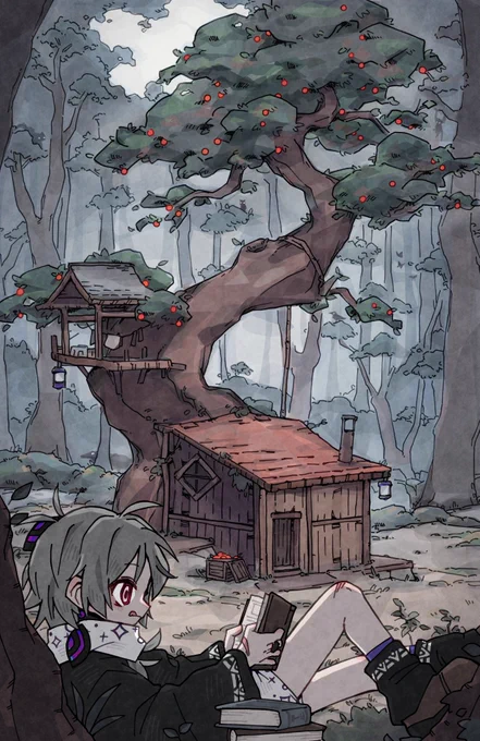 キロキ 外で読書 