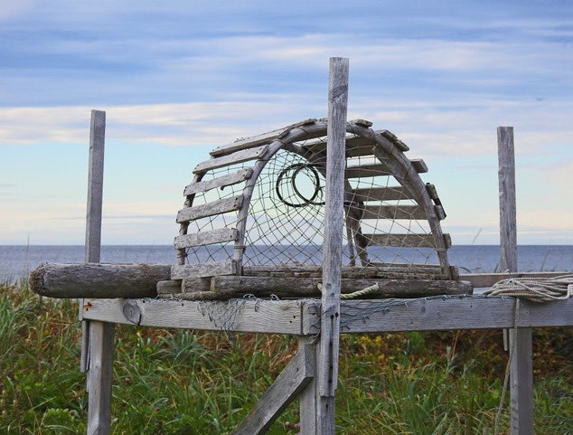 An old hand made wooden lobster trap. These are rarely seen now as most fishers today use factory made metal traps. Soon we will never see them.