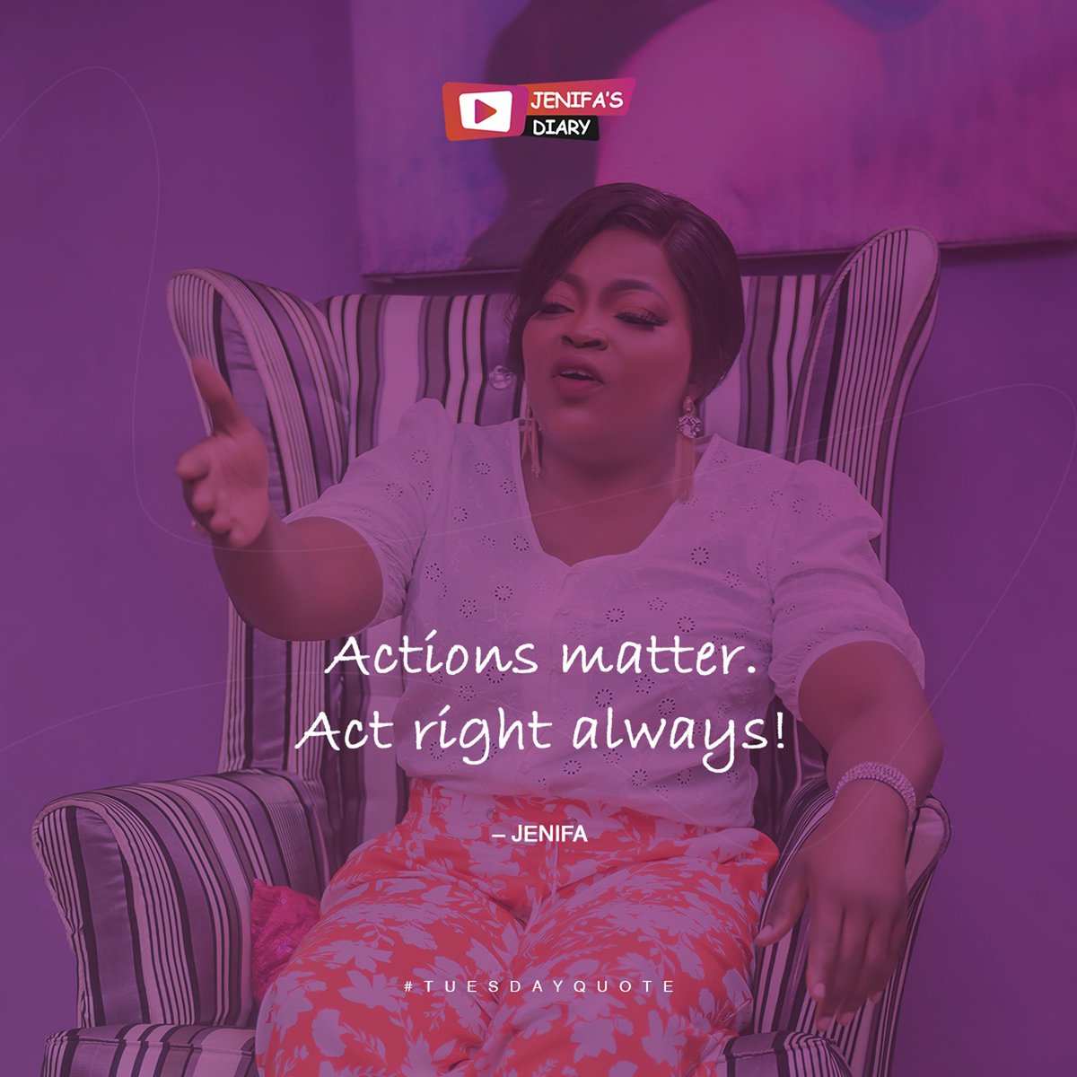 #TuesdayQuote ✍️ Remember, what goes around comes around. Always choose to act right. 💫
.
.
.
#jenifasdiary #jenifans #youtube #faantv #fansoffunkeakindele #funkejenifaakindele #FunkeAkindeleNetwork